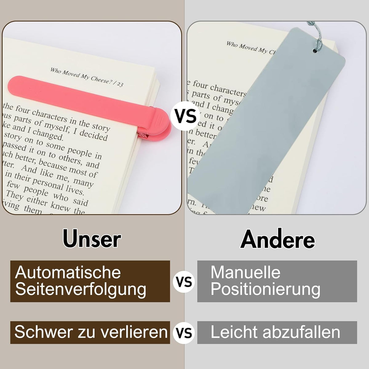 Automatic Page-Following Silicone Bookmarks