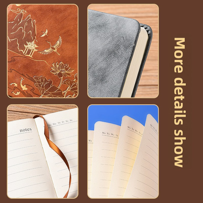 A5 Imitation Leather Notebook Gift Set with Gold Stamping
