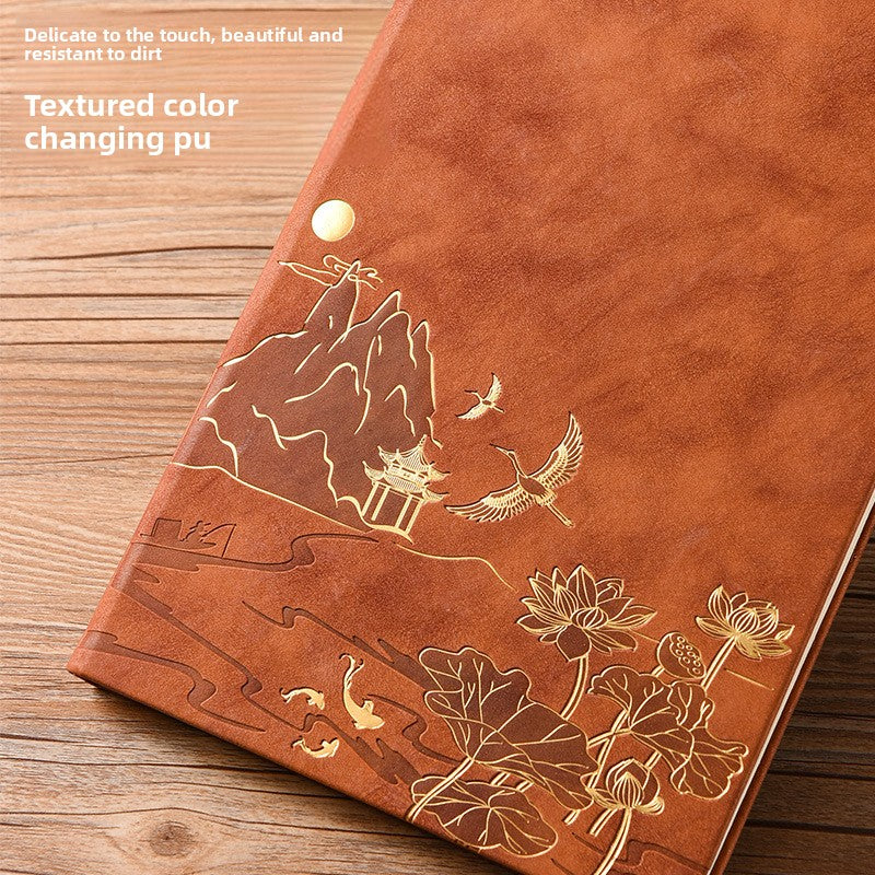 A5 Imitation Leather Notebook Gift Set with Gold Stamping